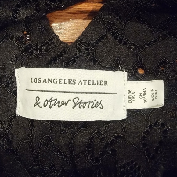 & Other Stories High Neck Bodycon Lace Longsleeve Scalloped Hem Dress Size 6 - Picture 11 of 12